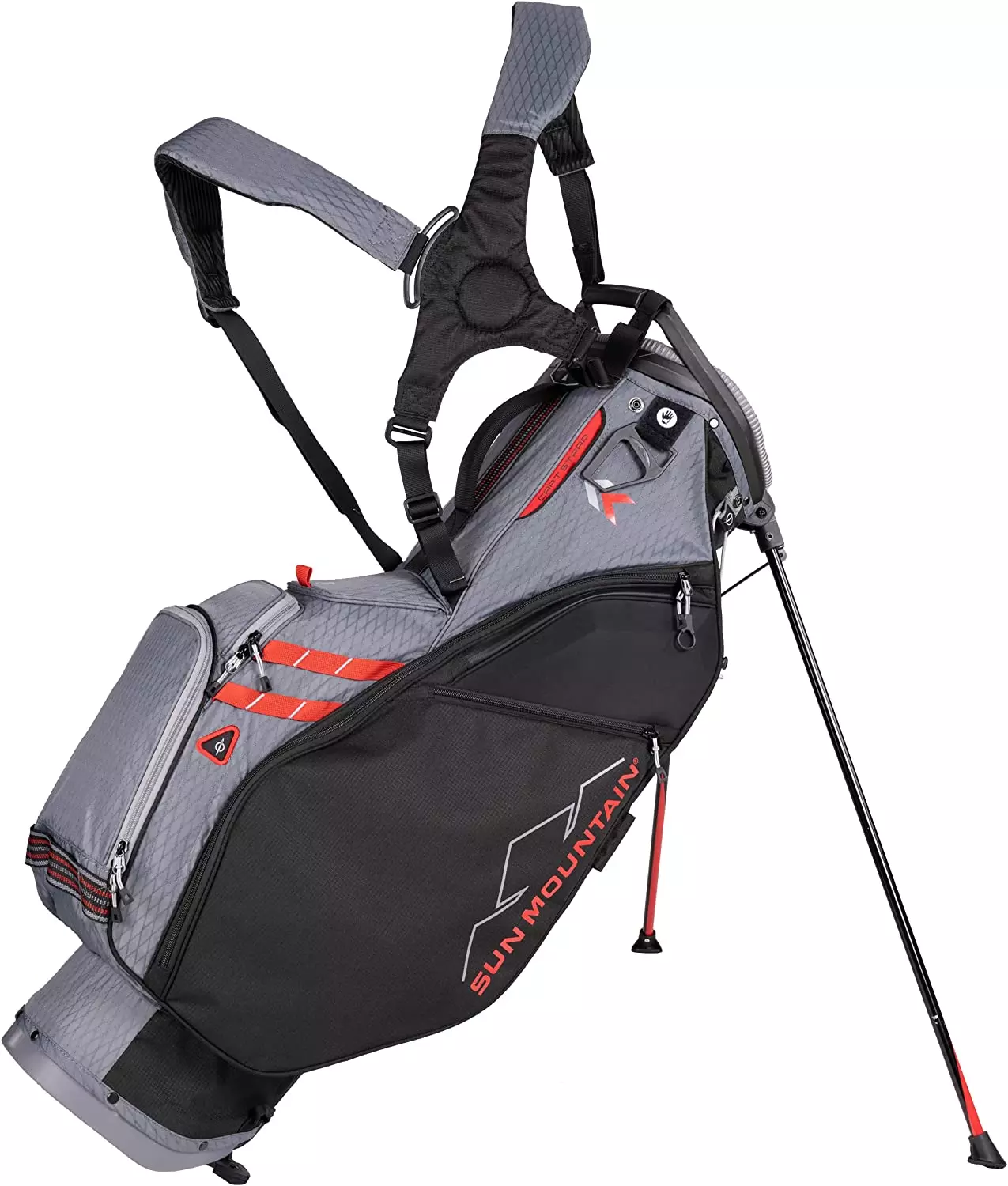 2023 Sun Mountain 4.5 LS 14 Divider Bag in Gray, Black with Red stripes