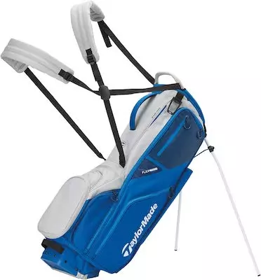 The TaylorMade 2022 Flextech crossover bag in blu eand gray with dual strap system