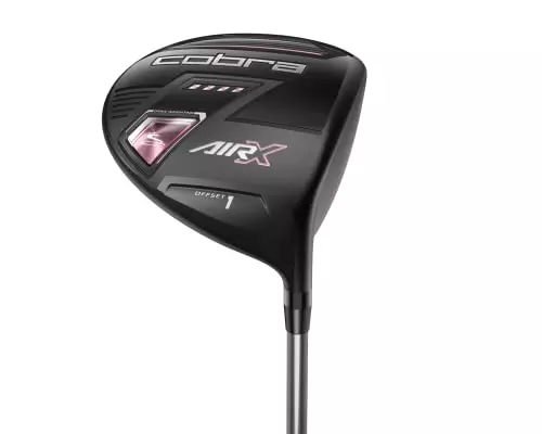 The  The Cobra Golf Air X Women's Driver is a reconstructed and innovative driver offering forgiveness and distance, boasting technologies like forged ring construction and speed injected twist face for higher launches; it incorporates features like a lightweight carbon sole and a flexible Speed Pocket design for enhanced ball speed and forgiveness, making it a competitive choice that includes a headcover (wrench sold separately).