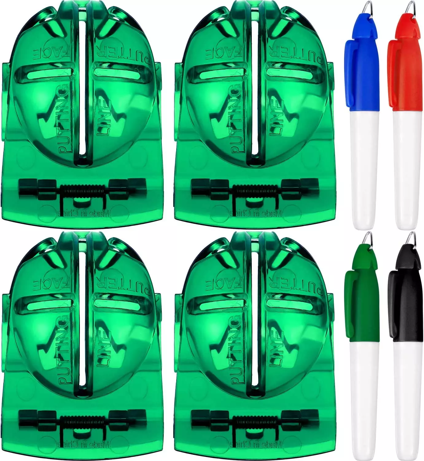 Tatuo Golf Ball Marker Pens comes with 4 different color markers along with a tool to help mark the golf balls with straight lines