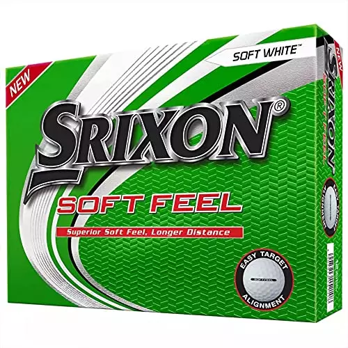 The Srixon Soft Feel Prior Generation Golf Balls are white golf ball with the number of the ball shown in green font color. This ball has a great line to help you line up the ball properly.