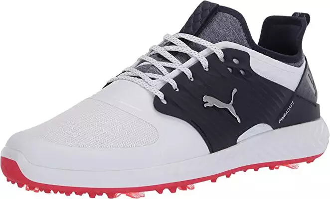 Puma's ignite Pwradapt Caged Golf Shoe has a great color palate and overall sturdiness that competes with FootJoy's top of the line shoes