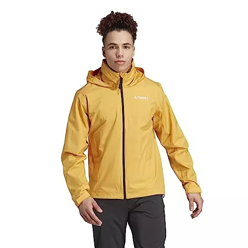 An adidas Men's Terrex Multi Rainrdy 2-Layer Rain Jacket, built for outdoor enthusiasts, provides excellent waterproofing and breathability for demanding adventures