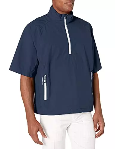The Zero Restriction Men's Half-sleeve Quarter Zip is a versatile garment designed for men, offering protection and flexibility in varying weather conditions