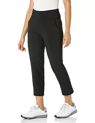 Adidas womens golf pants coming in a variety of solid colors that are cut off right above the ankle for maximum breathability and comfort while also incredibly lightweight